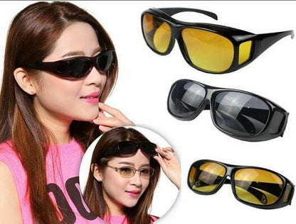 Anti-Glare Yellow Lens Glasses, Wrap-Around Frame for Driving and Fishing