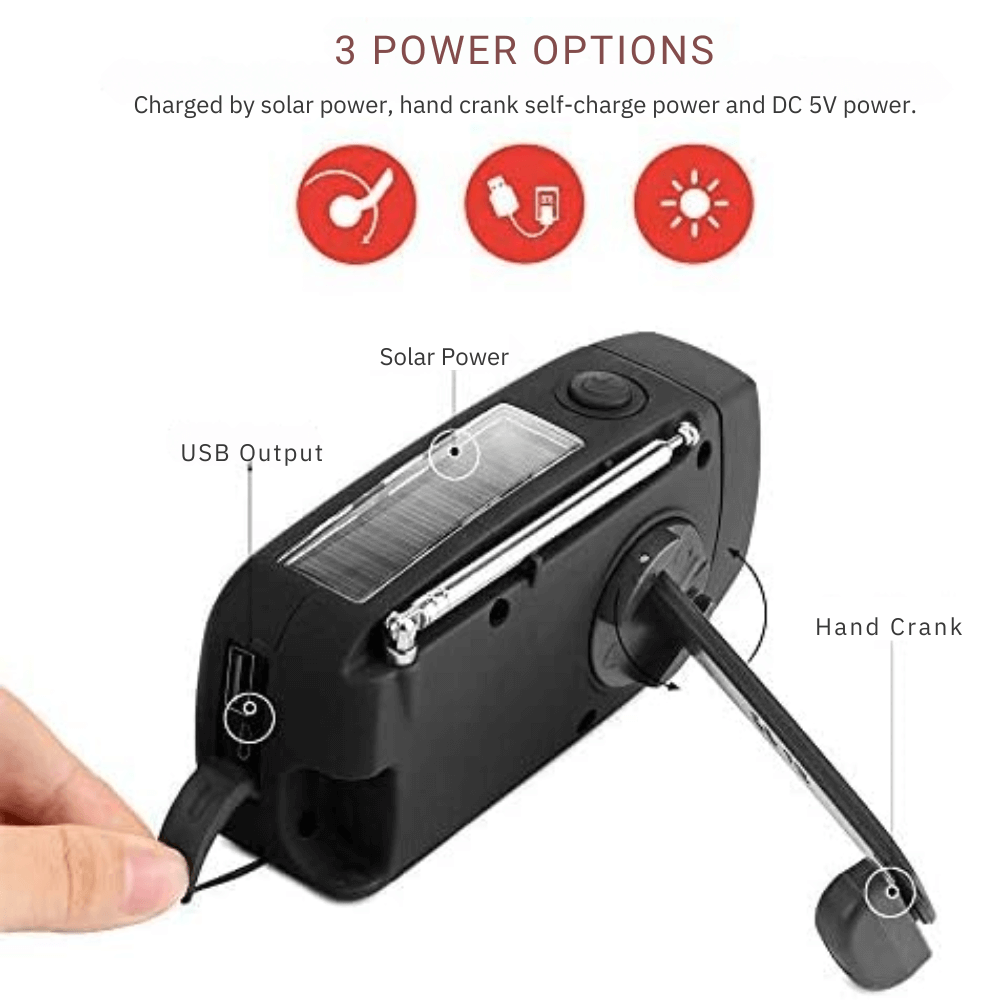 Multi-function Solar Crank Radio with LED Light and Power Bank