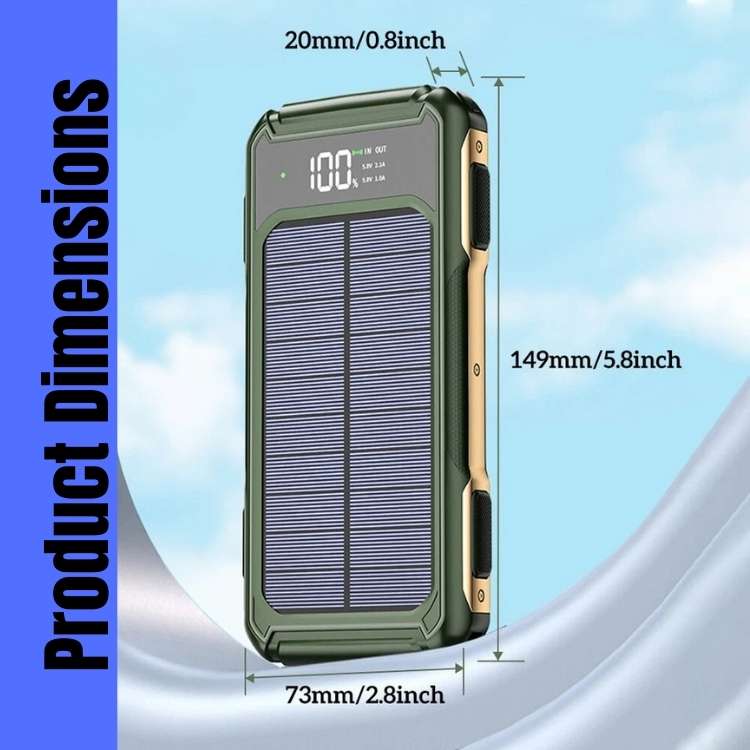 20000mAh Solar Power Bank with Built-in Cables and Fast Charging