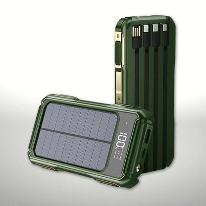 20000mAh Solar Power Bank with Built-in Cables and Fast Charging