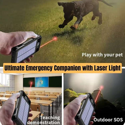 20000mAh Solar Power Bank with Built-in Cables and Fast Charging