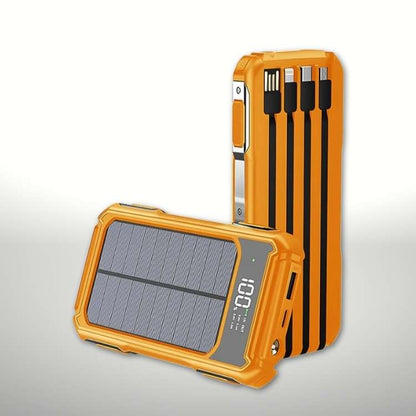 20000mAh Solar Power Bank with Built-in Cables and Fast Charging