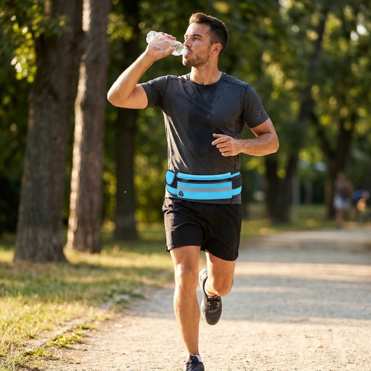 Ceinture de Running Fine et Extensible, Poche Zippée avec Bandes Réfléchissantes, Unisexe