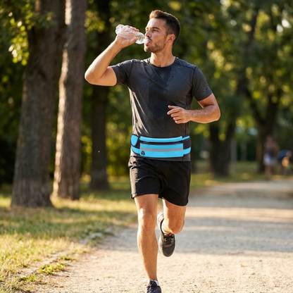 Ceinture de Running Fine et Extensible, Poche Zippée avec Bandes Réfléchissantes, Unisexe