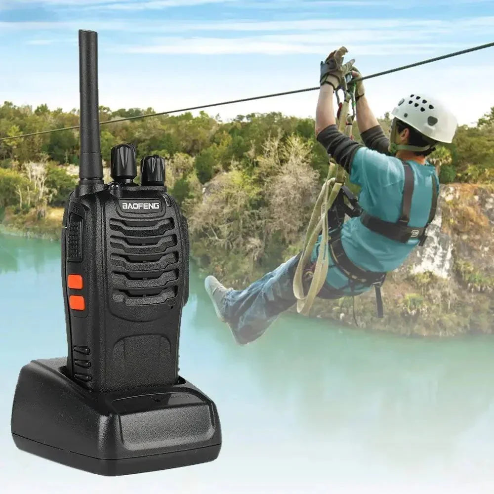 Talkies-Walkies Rechargeables USB, Lot de 2 Longue Portée jusqu'à 5 km avec Oreillettes