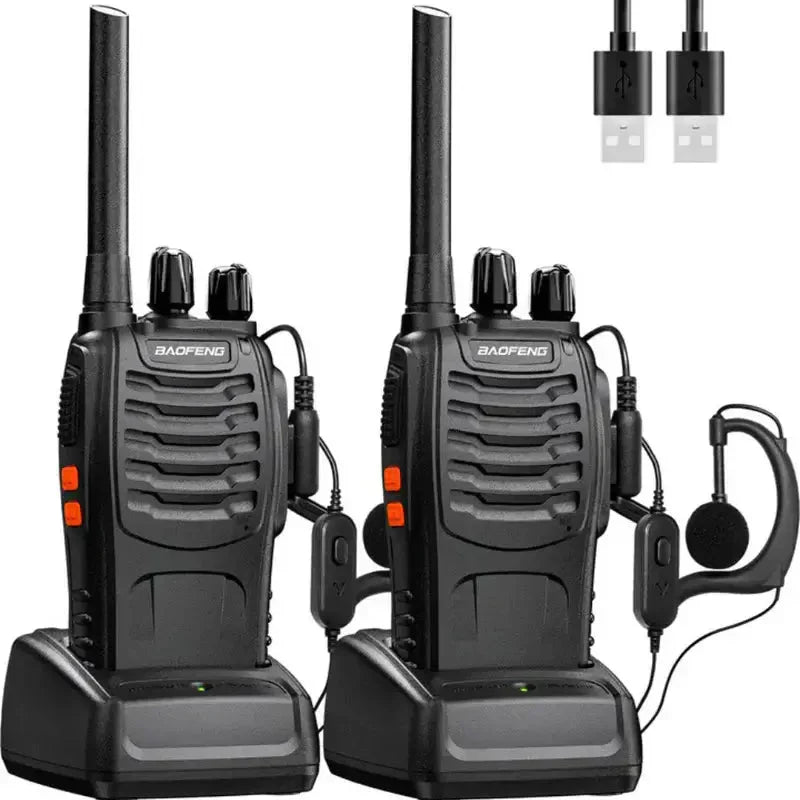 Talkies-Walkies Rechargeables USB, Lot de 2 Longue Portée jusqu'à 5 km avec Oreillettes
