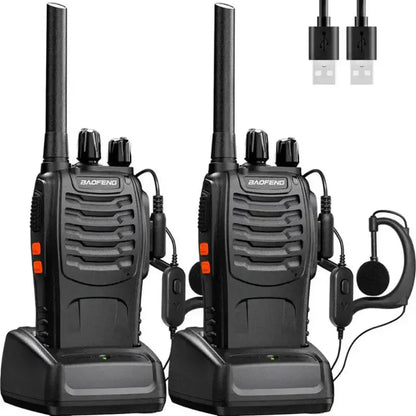 Talkies-Walkies Rechargeables USB, Lot de 2 Longue Portée jusqu'à 5 km avec Oreillettes