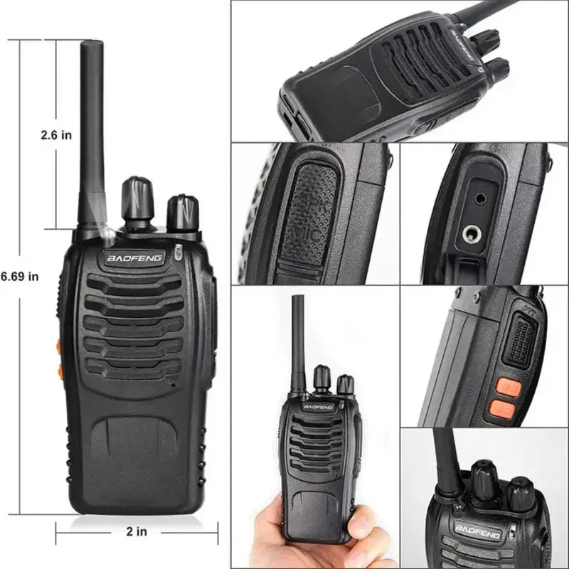 Talkies-Walkies Rechargeables USB, Lot de 2 Longue Portée jusqu'à 5 km avec Oreillettes