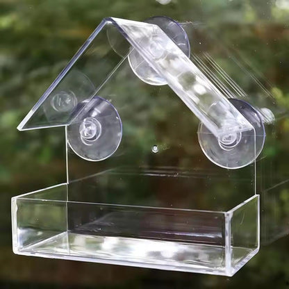 Mangeoire à Oiseaux Transparente pour Fenêtre avec Ventouses, Sans Outil et Facile à Nettoyer